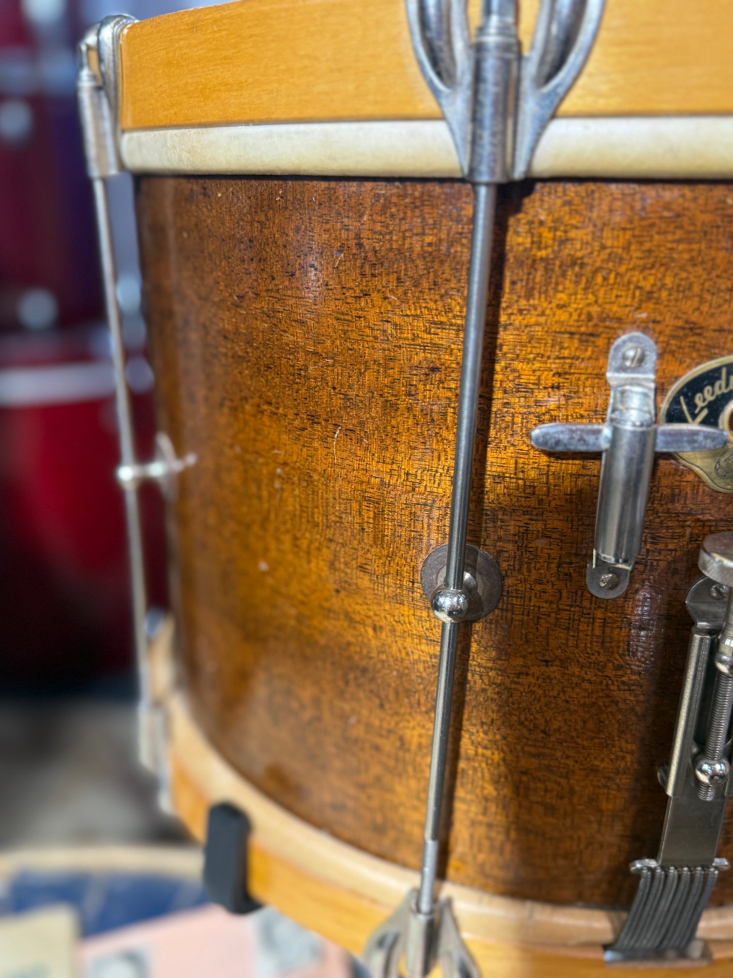Leedy Ludwig Vintage Marching Snare 1950s 14x10 Original Books, Strap, Case - Collector’s Dream