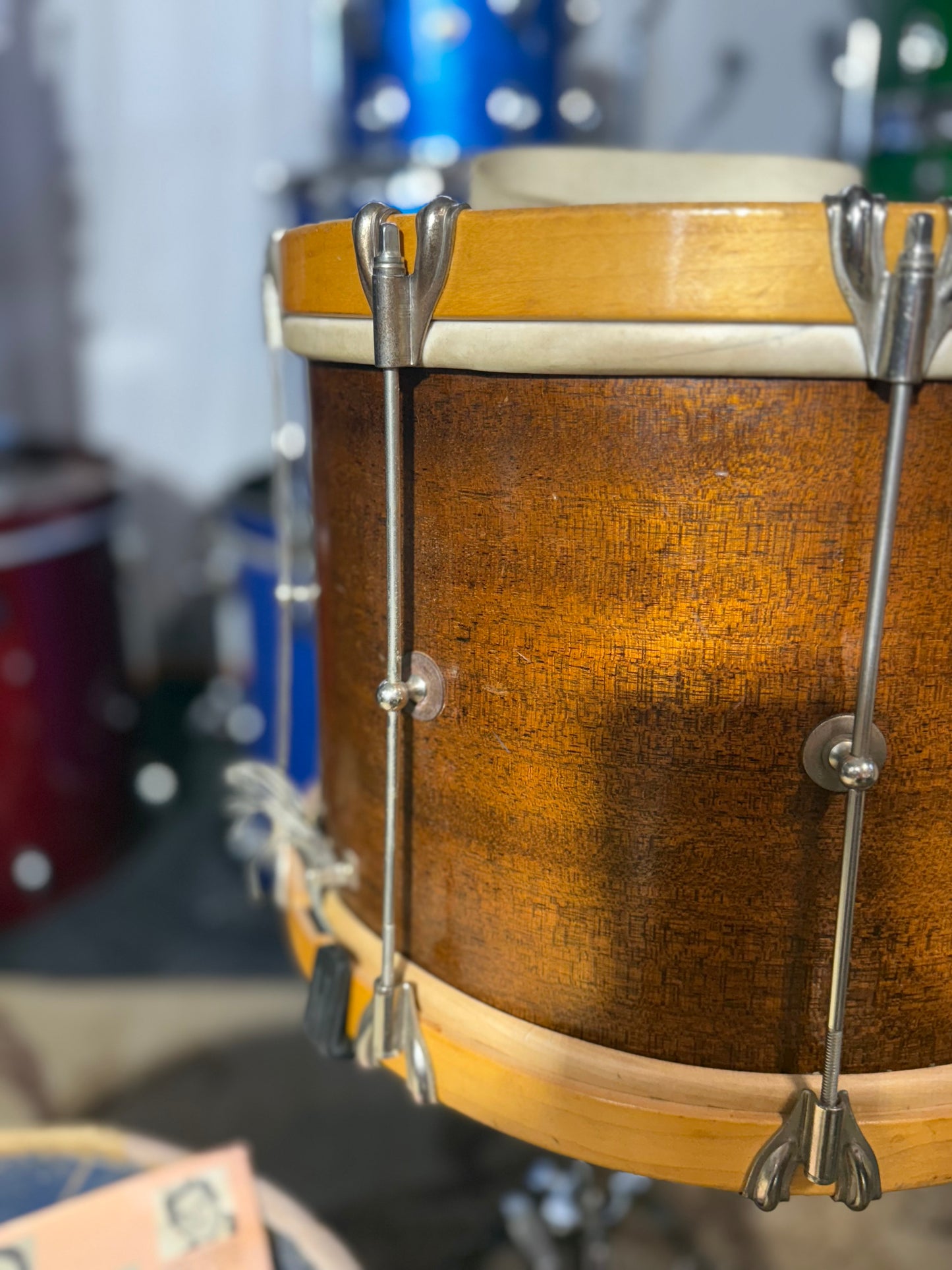 Leedy Ludwig Vintage Marching Snare 1950s 14x10 Original Books, Strap, Case - Collector’s Dream