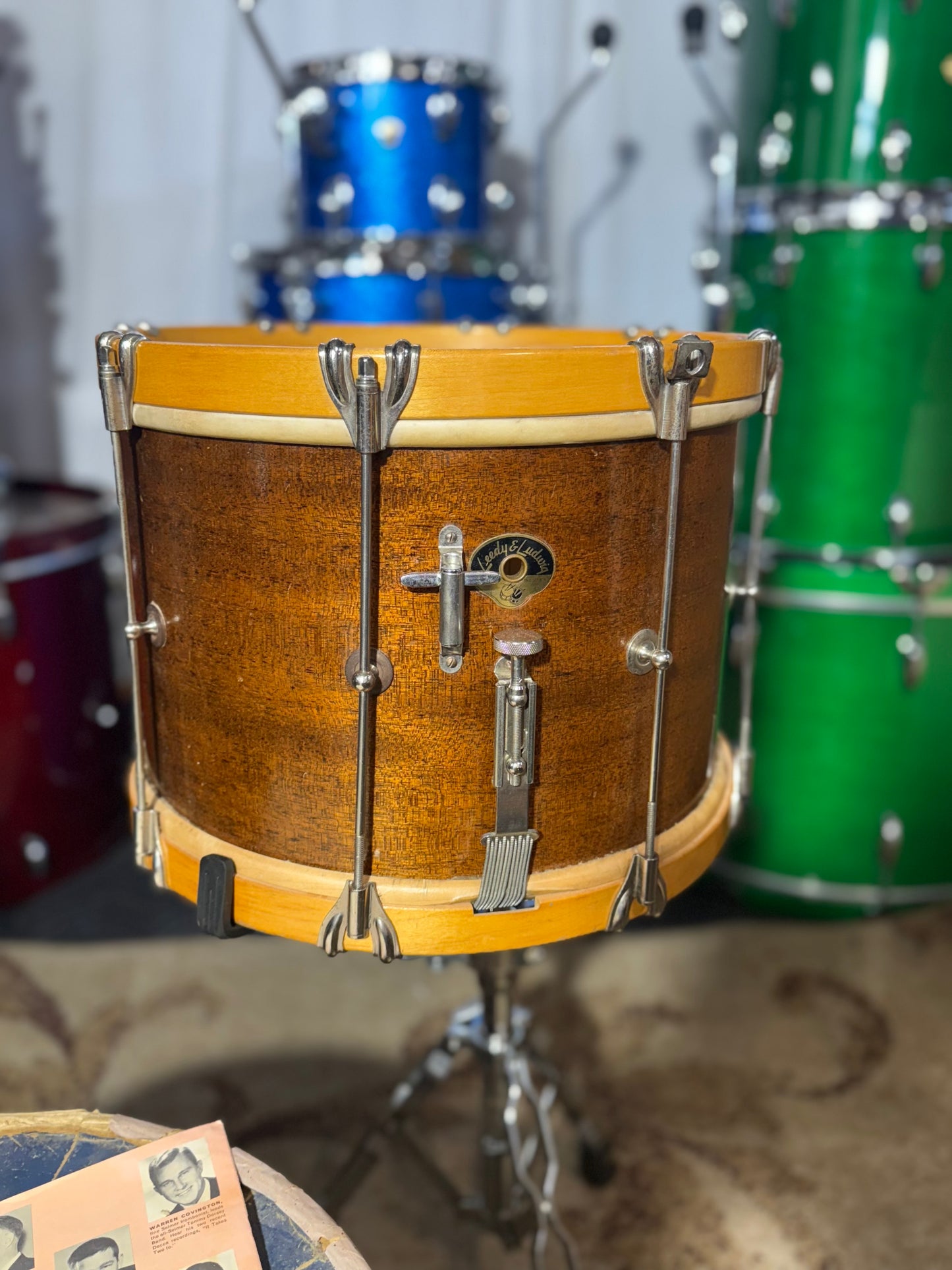 Leedy Ludwig Vintage Marching Snare 1950s 14x10 Original Books, Strap, Case - Collector’s Dream