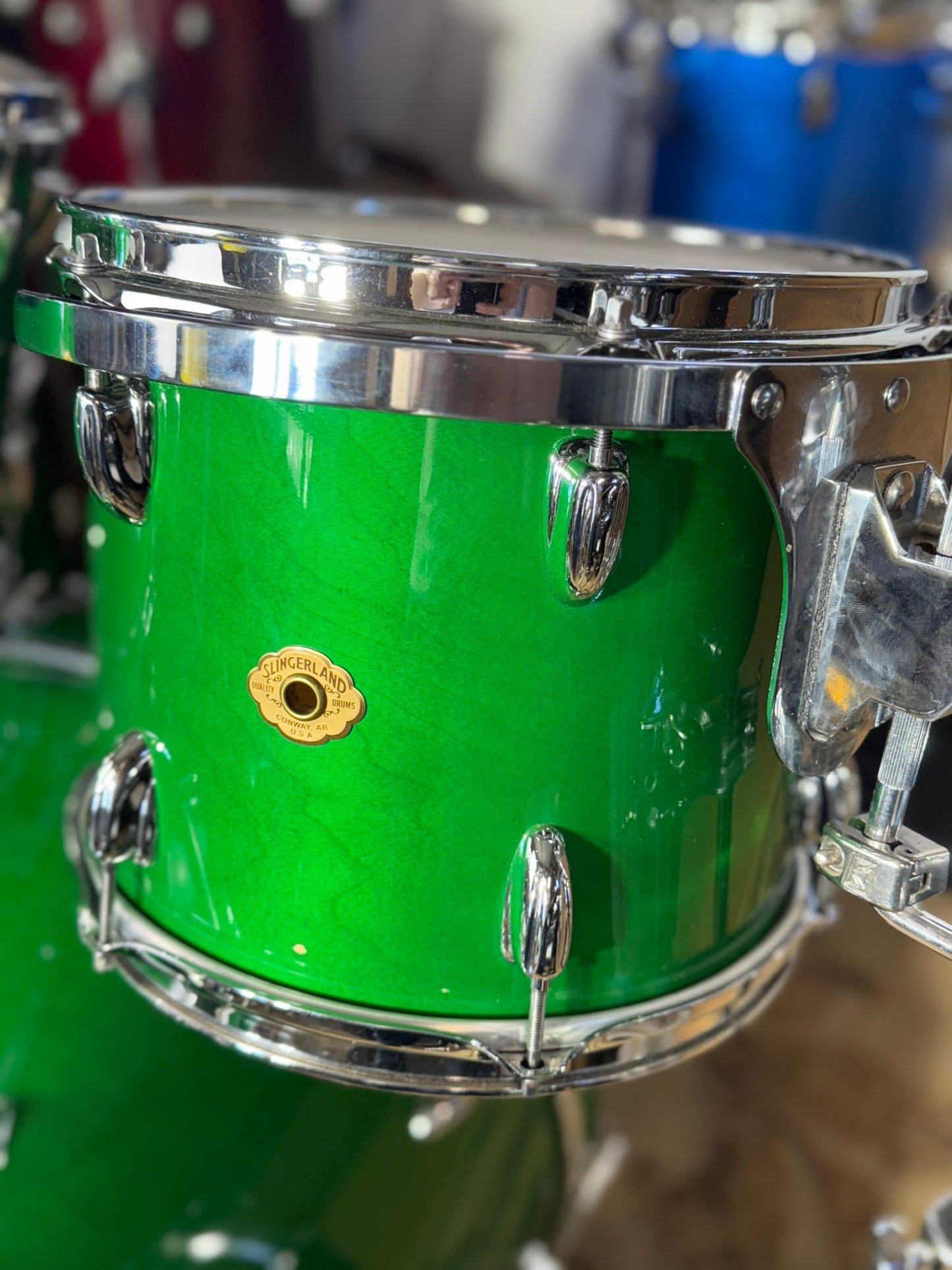 Slingerland Studio King Green 4 piece, Conway Badge