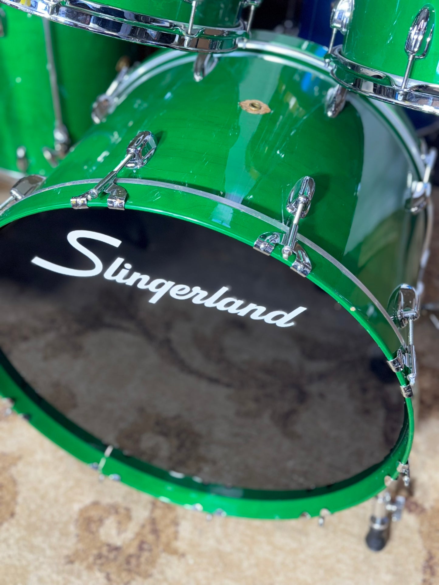 Slingerland Studio King Green 4 piece, Conway Badge