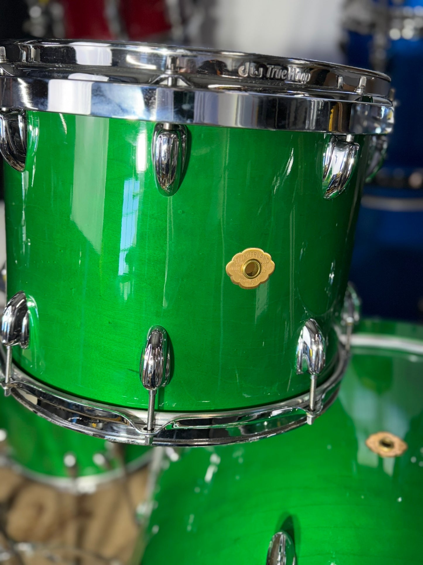 Slingerland Studio King Green 4 piece, Conway Badge