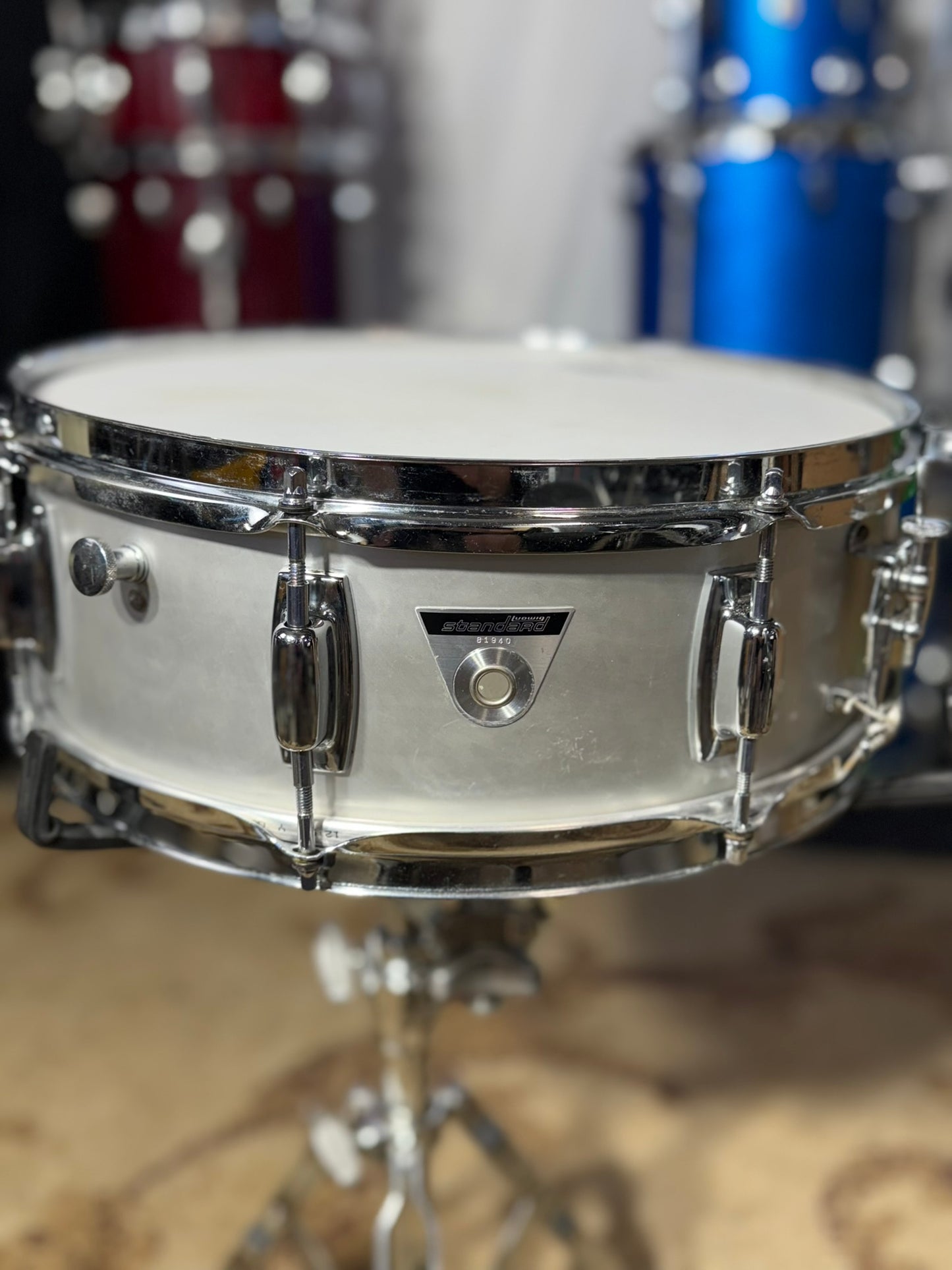 Ludwig S-102 Standard 5x14" Aluminum Snare Drum 1970s - Matte Aluminum