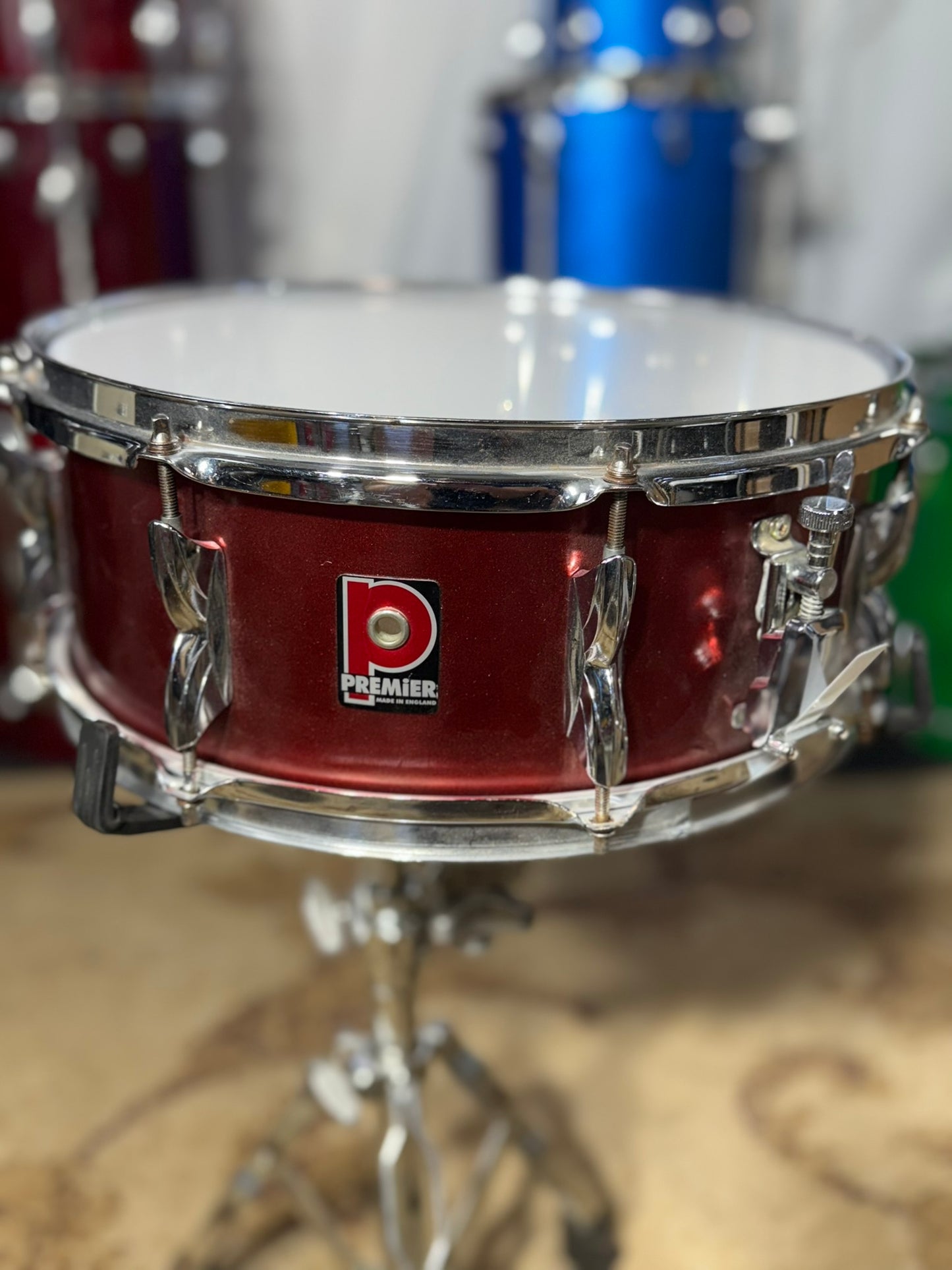 Premier 14" x 5.5" 8 Lug Wood Snare Drum Percussion Clean Made In England