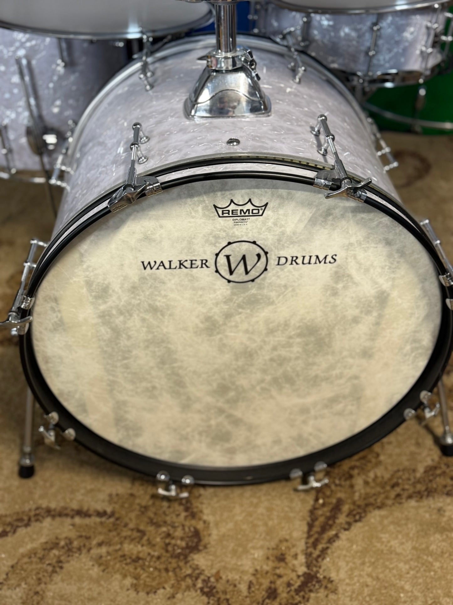 Walker Custom Drums 5pc White Pearl Drum Set 22/14/12/13/14