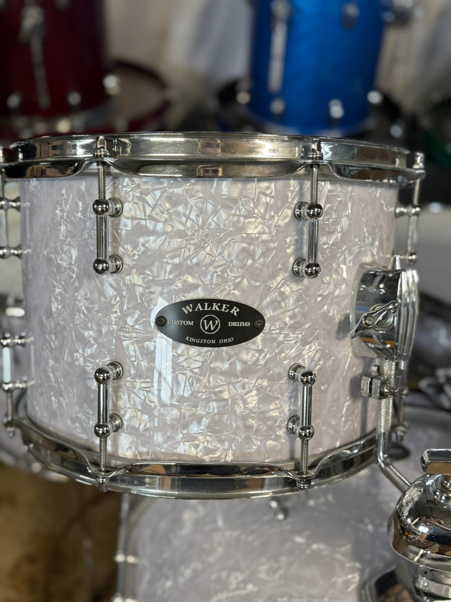 Walker Custom Drums 5pc White Pearl Drum Set 22/14/12/13/14