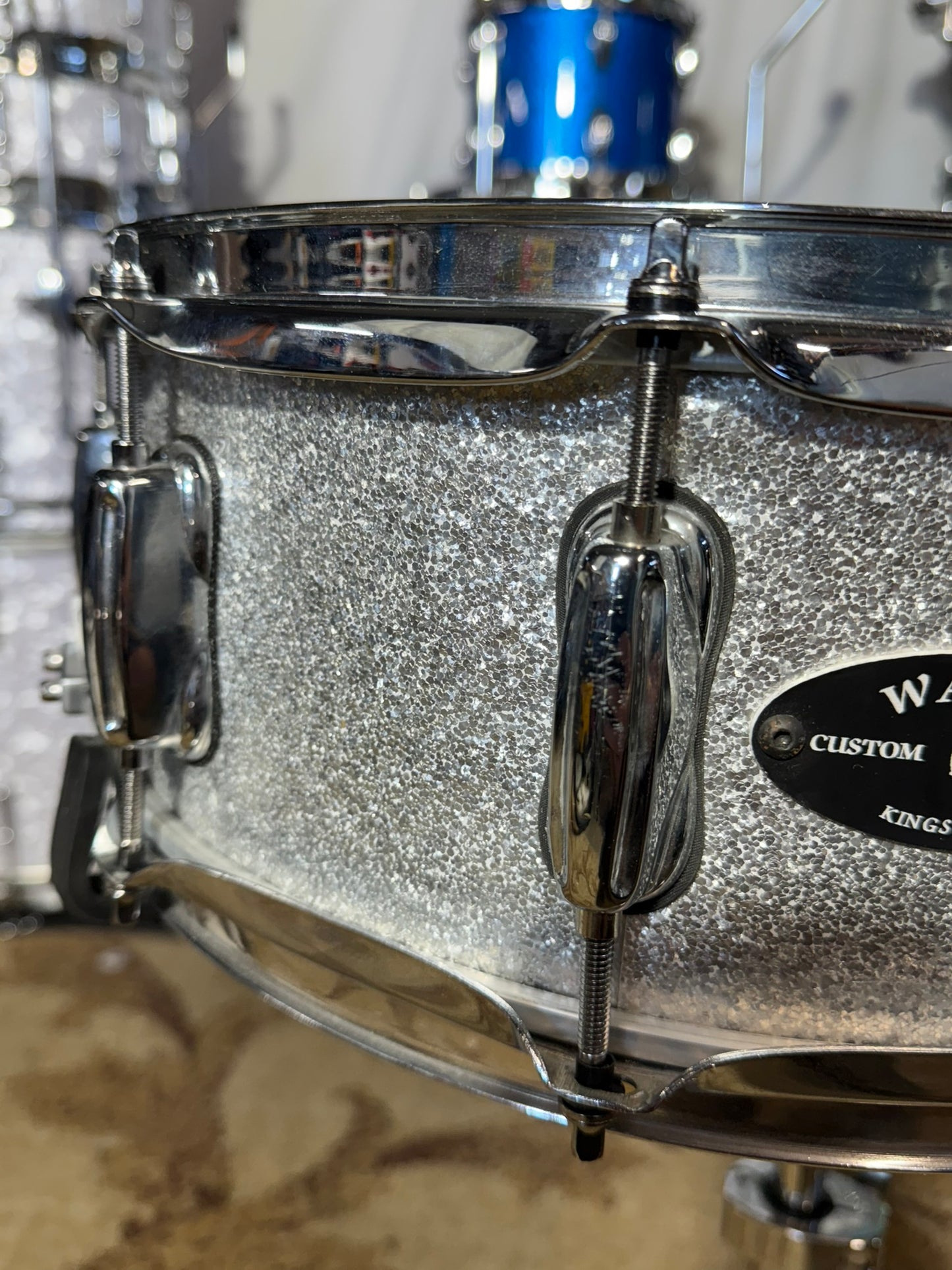 Walker Custom Drums 14x5.5 Silver Sparkle Snare Drum - VIDEO