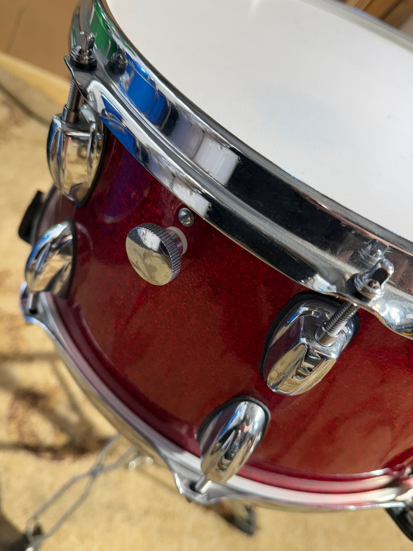 Walker Custom Drums 14x7" Red Sparkle Snare Drum