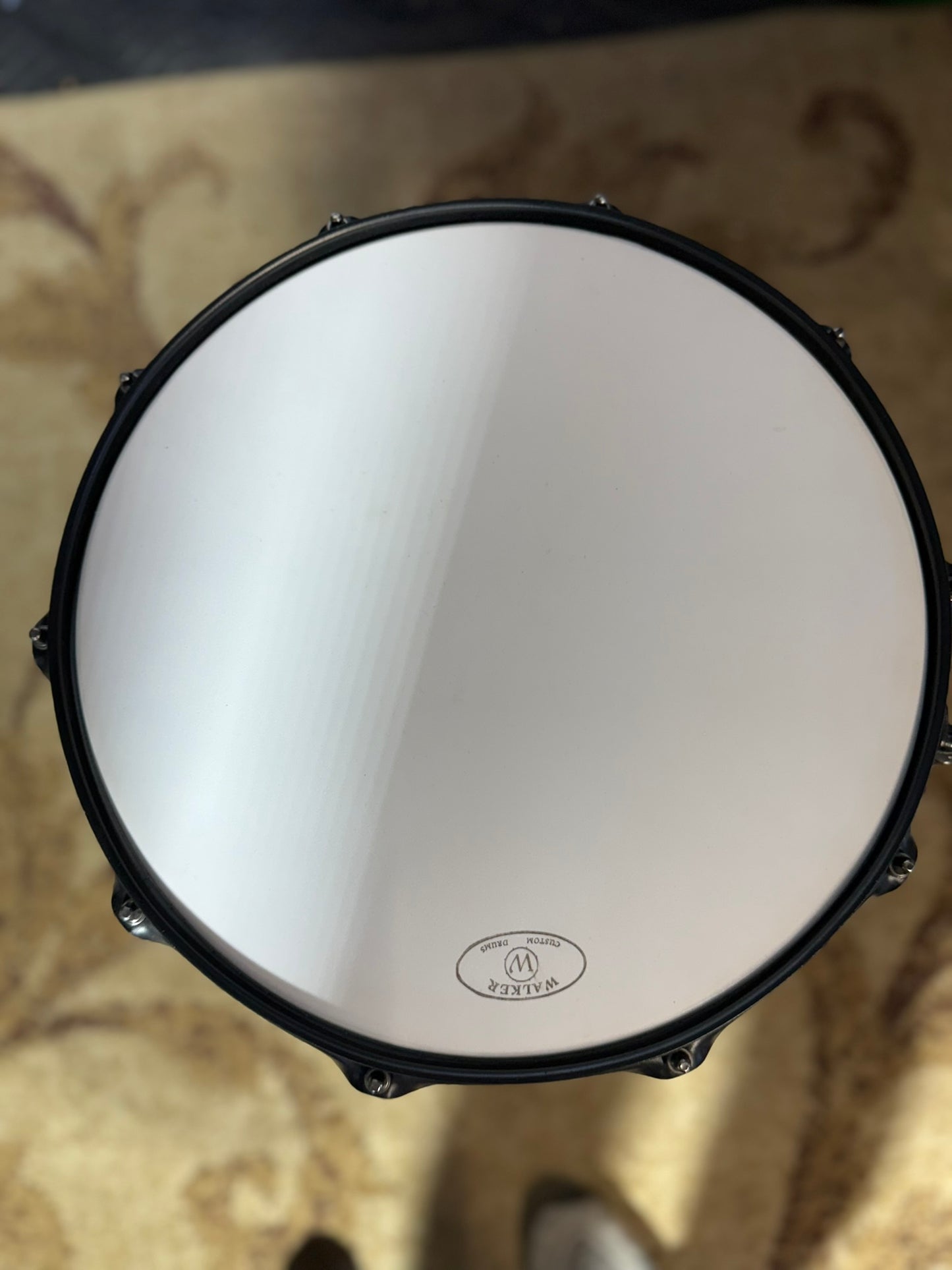 Walker Custom Drum Silver Sparkle 14x5.5" - Black Hardware Snare Drum