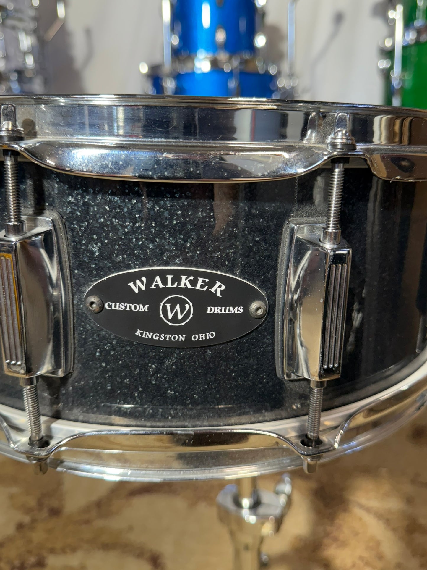Walker Custom Drums Ebony Sparkle 14x5.5 Snare Drum