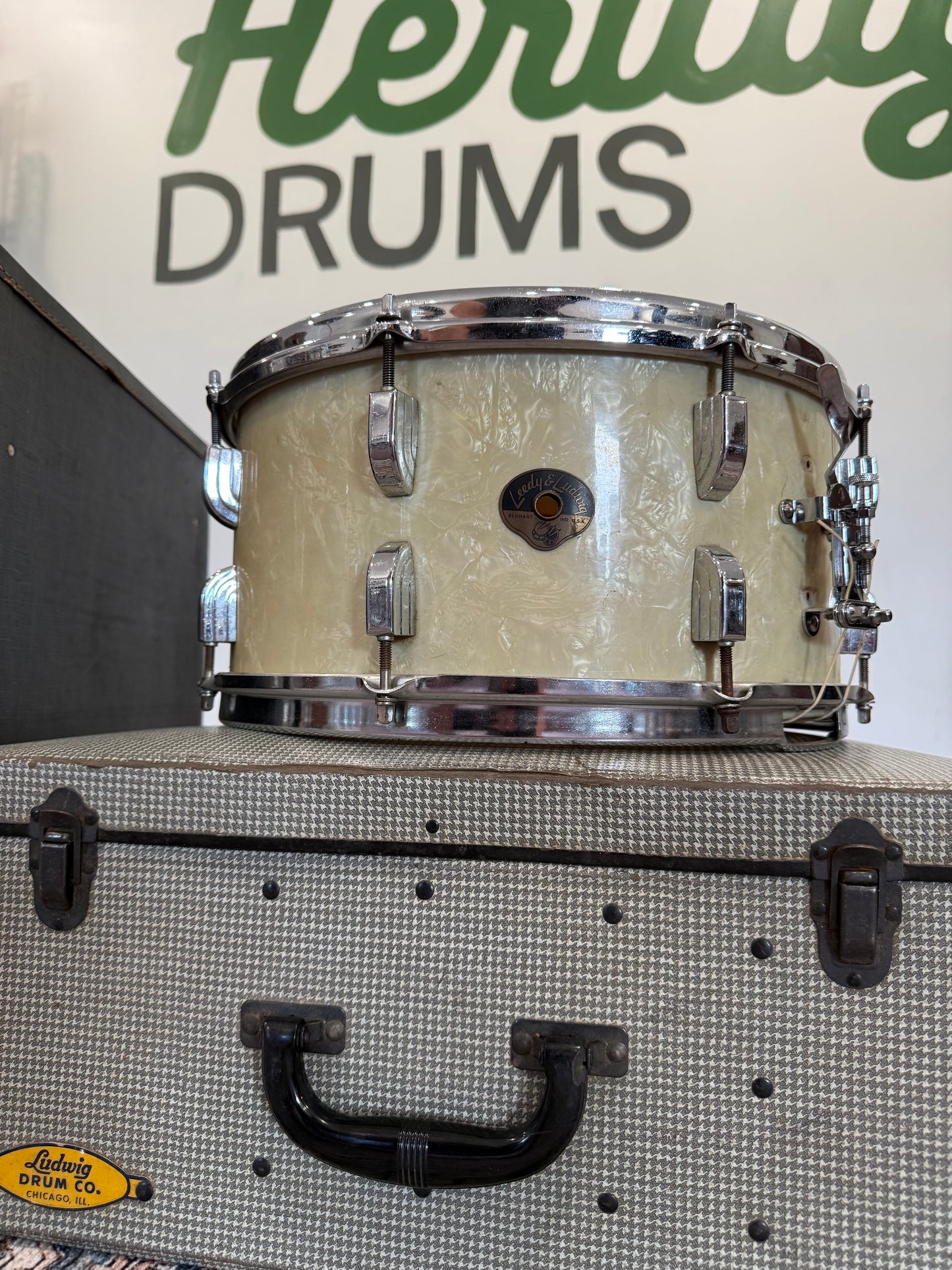 Ludwig-Leedy 14x7 Vintage Snare Drum - White Marine Pearl