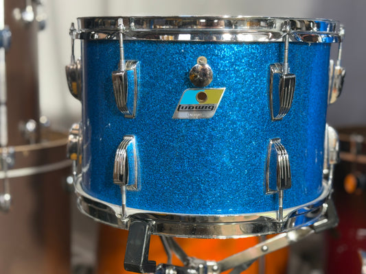Ludwig Pointed Blue Olive 9x13” Rack Tom, 3-ply, Blue Sparkle