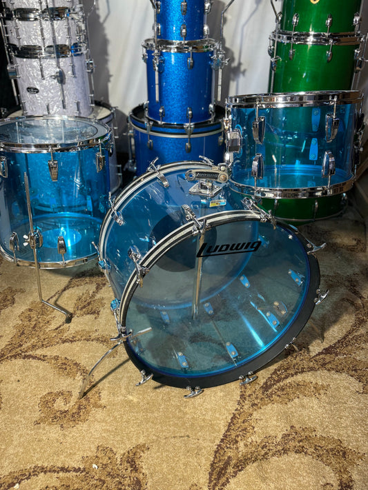Ludwig Vistalite 22/13/16 Vintage Pointy Badge Drum Set - Blue