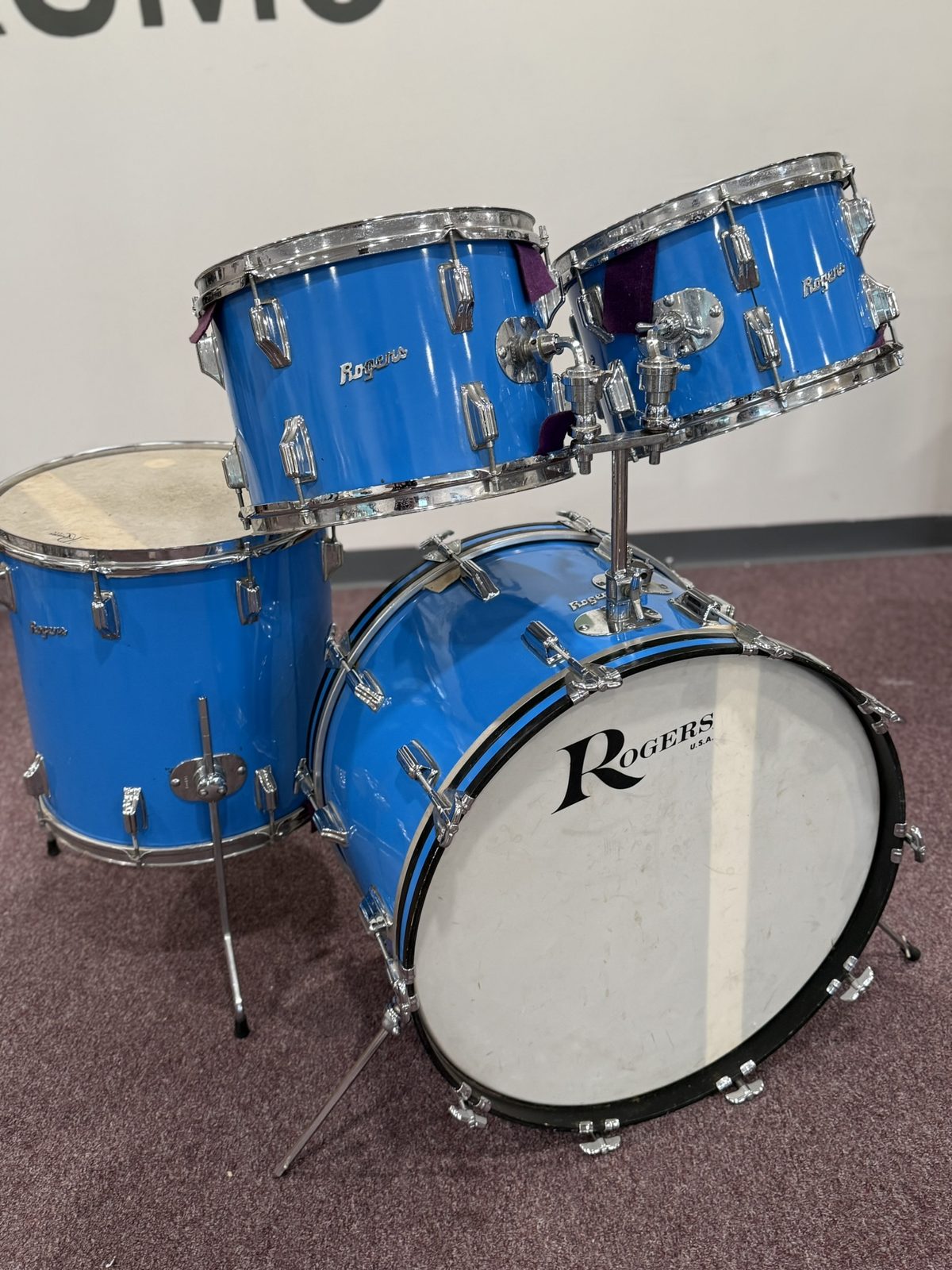Rogers Fullerton Powertone 70s Vintage Drum Kit - Pacific Blue (22, 12, 13, 16)
