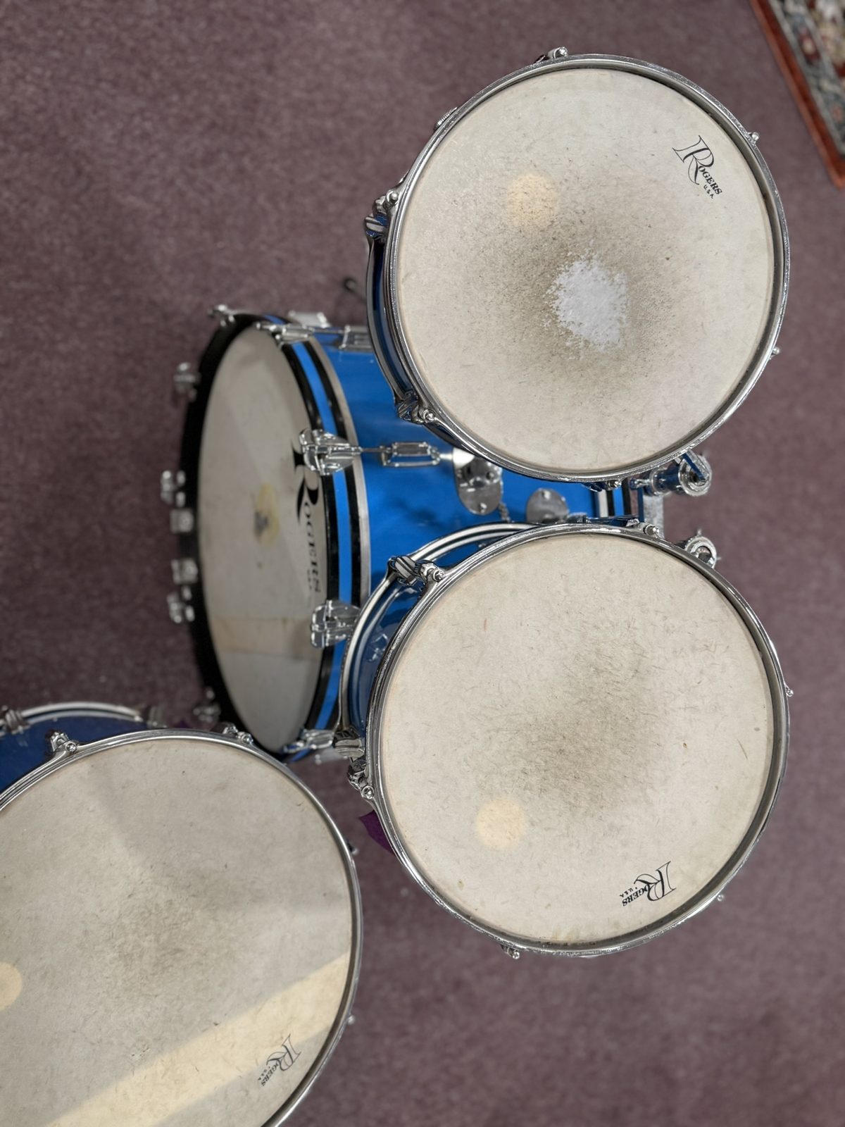 Rogers Fullerton Powertone 70s Vintage Drum Kit - Pacific Blue (22, 12, 13, 16)