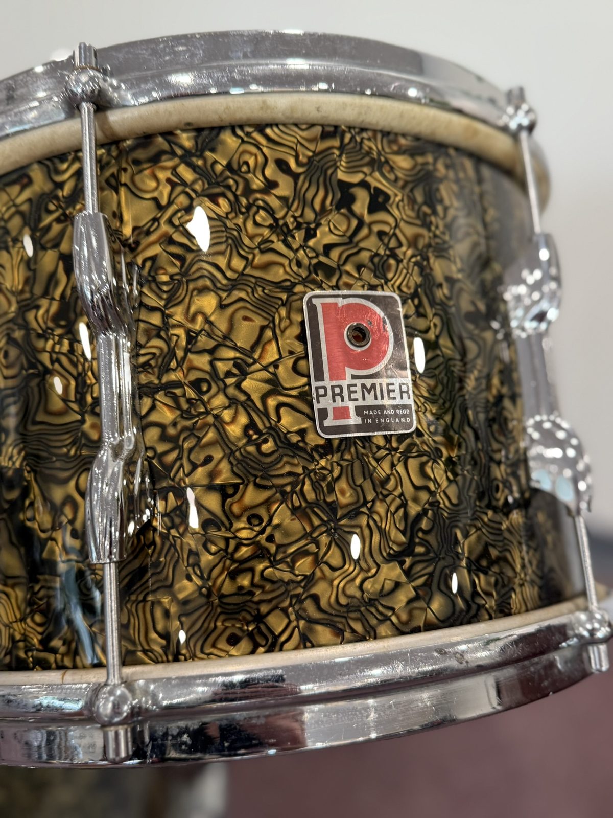 Premier 1960s Vintage Royal Ace Drum Set - Gold Abalone (22, 11.75, 16.25)