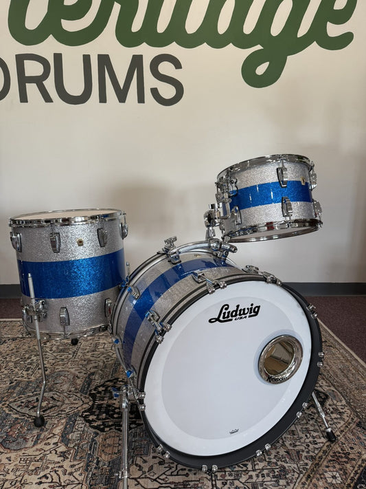 Ludwig Classic Maple Fab Outfit  3-Piece Shell Pack Silver-Blue-Silver Triband
