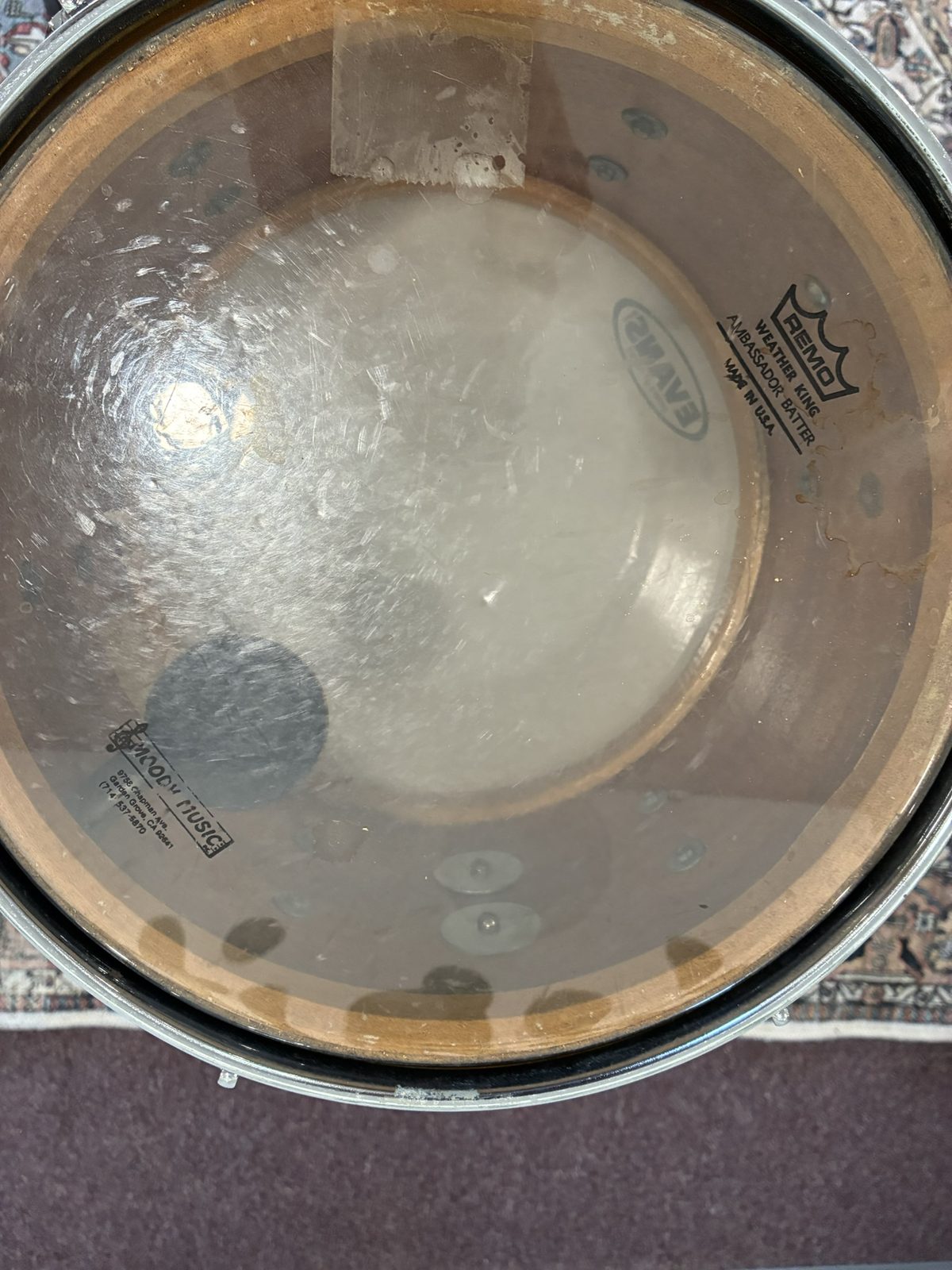 Ludwig 1970s  12x8" Tom - Black (Clear Interior)