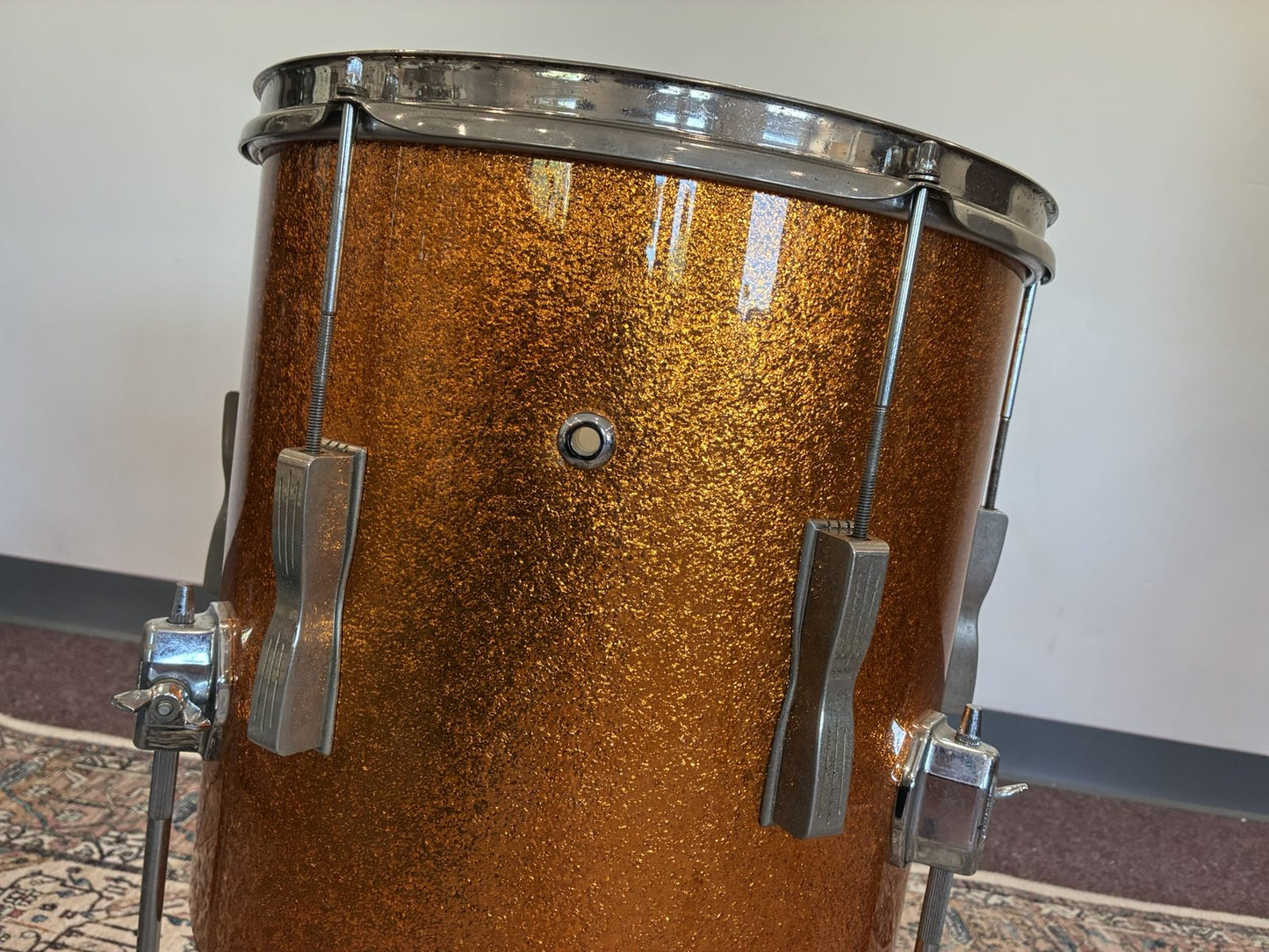 Ludwig 1960s Club Date Floor Tom 14x14" - Gold Sparkle (Rewrap)