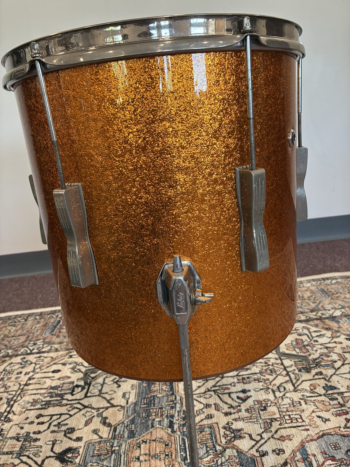 Ludwig 1960s Club Date Floor Tom 14x14" - Gold Sparkle (Rewrap)