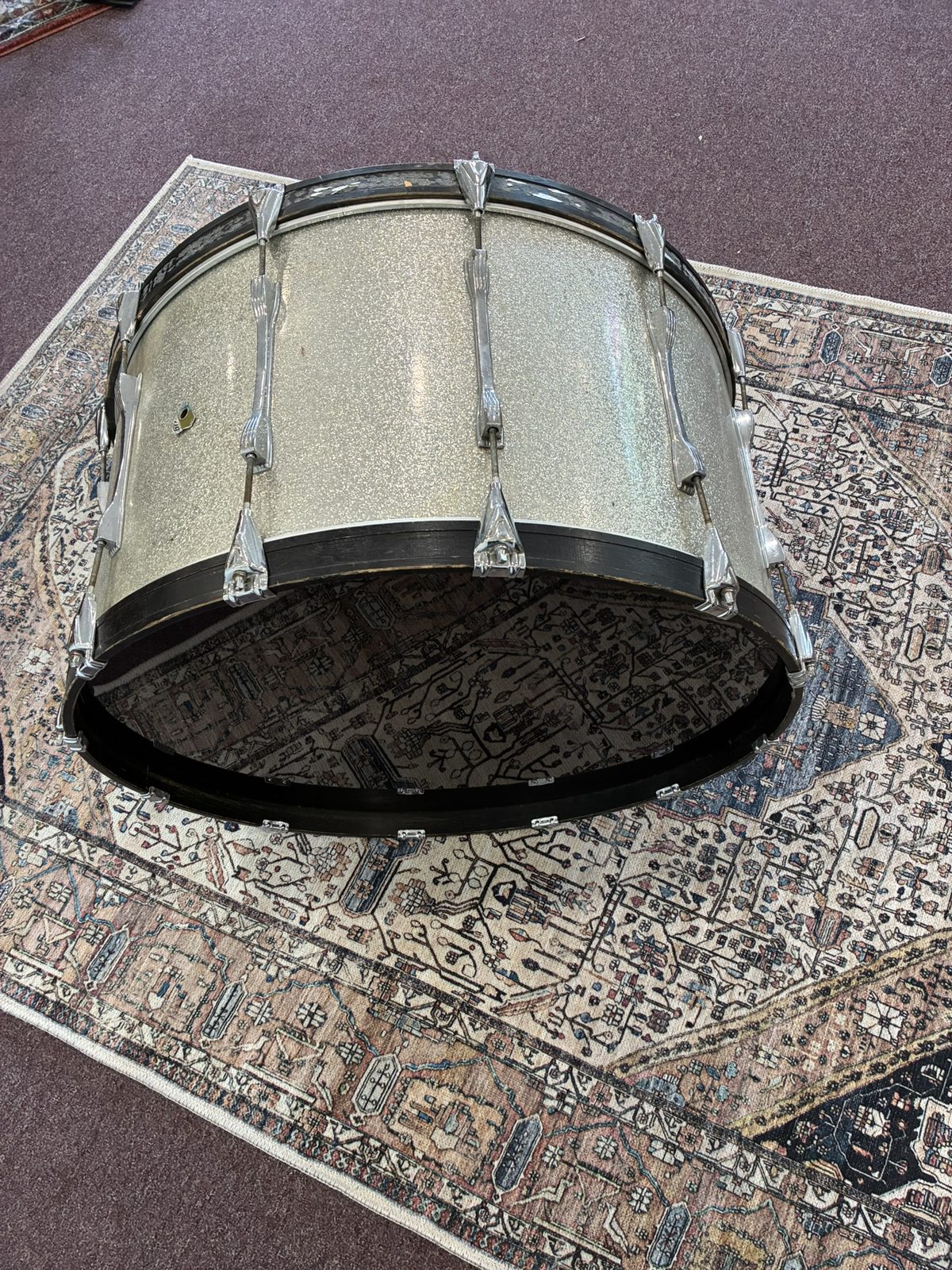 Ludwig 28x14" Marching Bass Drum - Silver Sparkle (1970s)