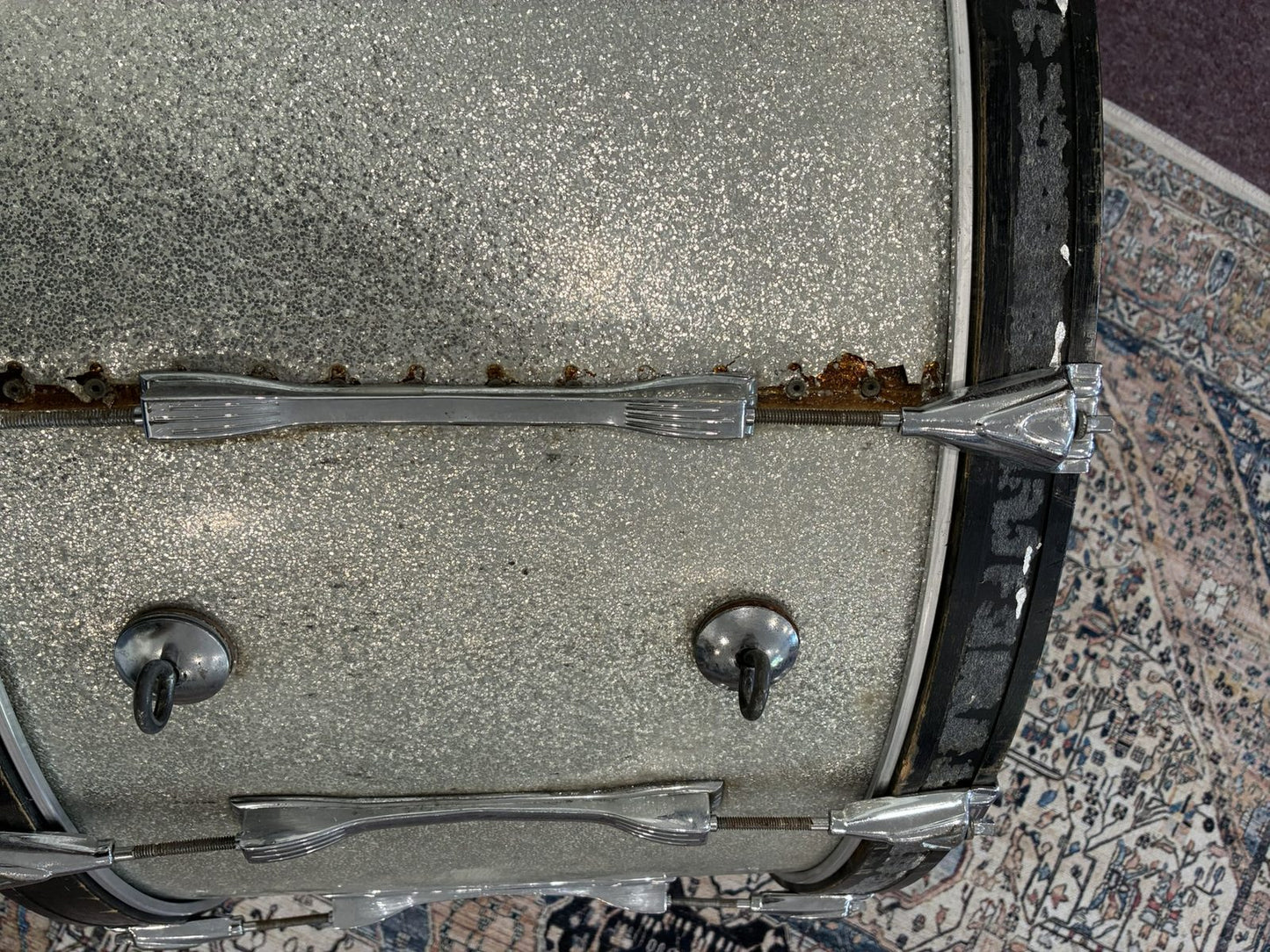 Ludwig 28x14" Marching Bass Drum - Silver Sparkle (1970s)