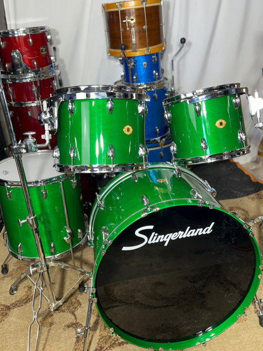 Slingerland Studio King Green 4 piece, Conway Badge