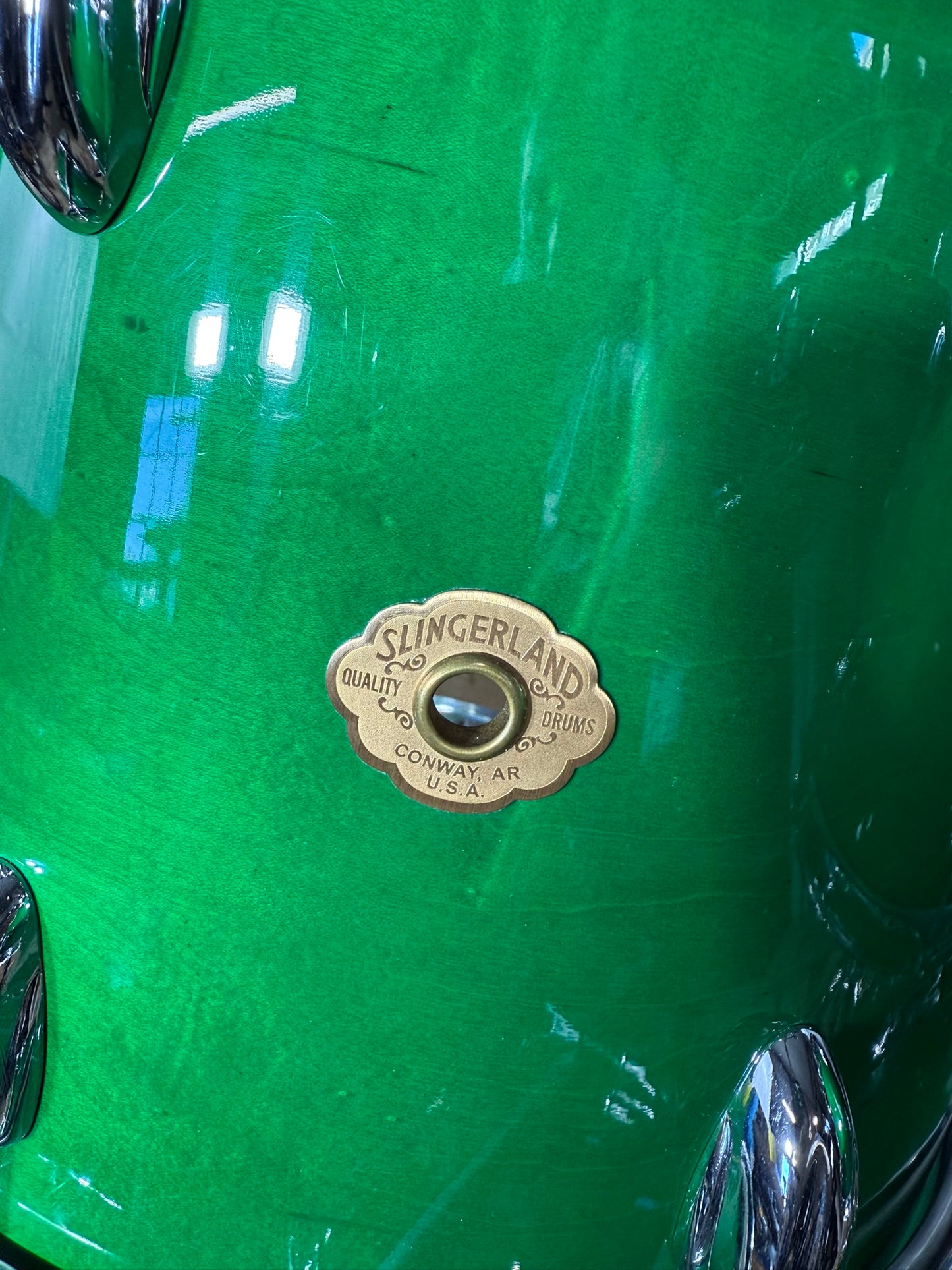 Slingerland Studio King Green 4 piece, Conway Badge
