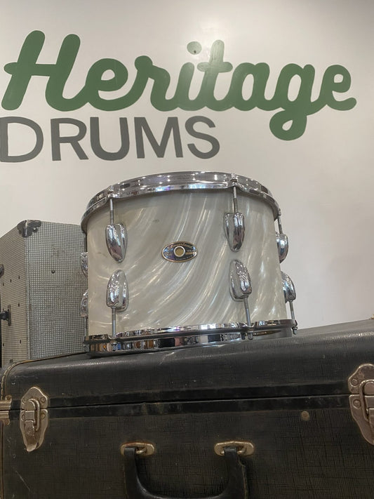 Slingerland 8x12" Rack Tom - White Satin Flame (Niles Gold Badge)