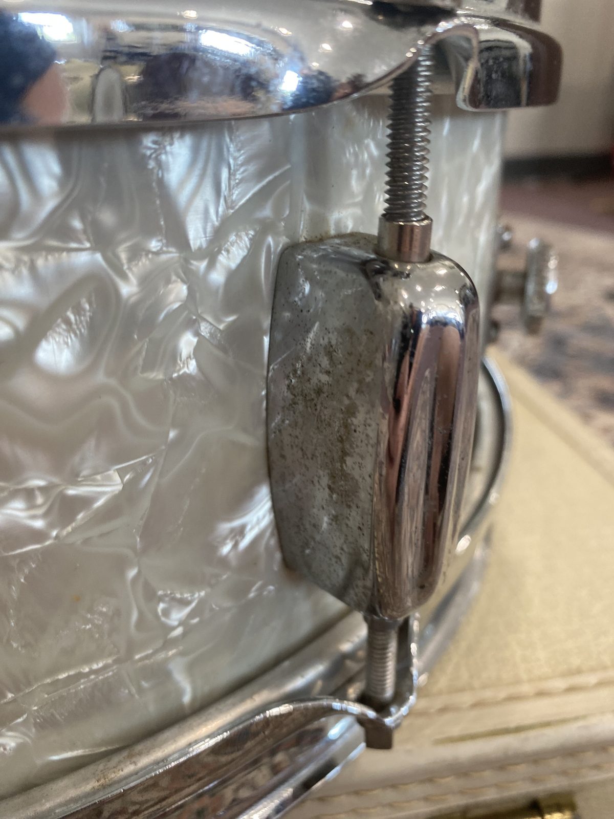 Rogers Vintage 5x14" B&B Spotlight Snare Drum - White Marine Pearl