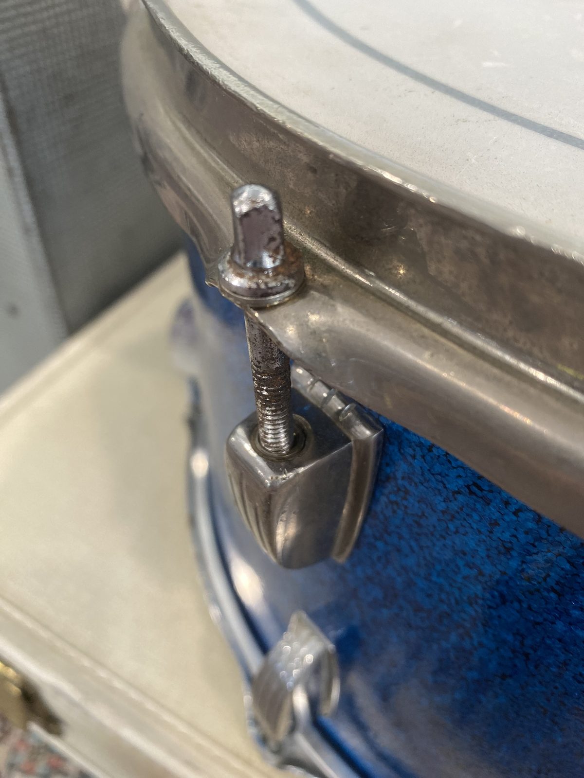 WFL 8x15" Vintage Snare Drum - Blue Sparkle