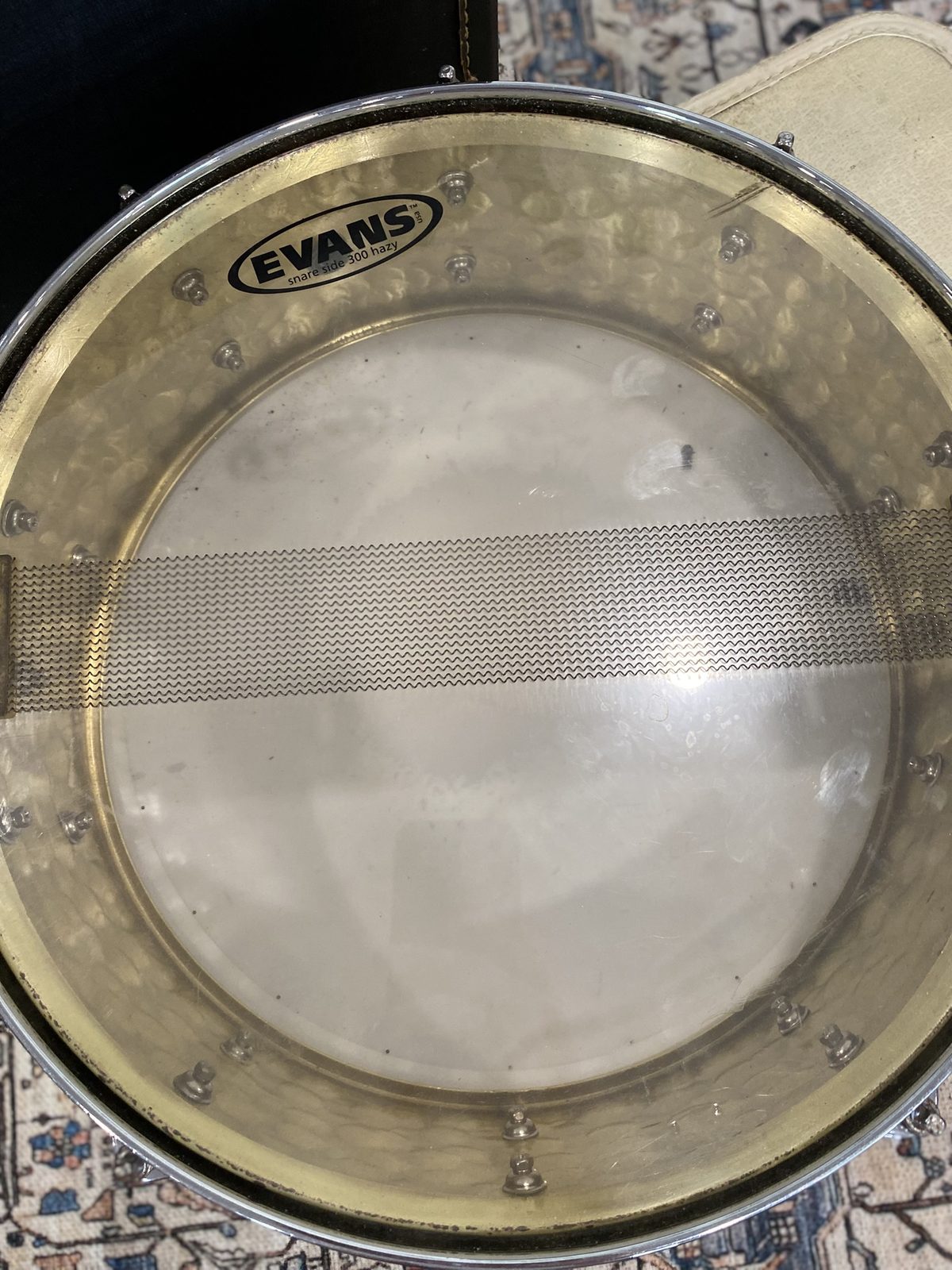 Gretsch Hammered Brass 5x14 Snare Drum - Stop Sign Badge
