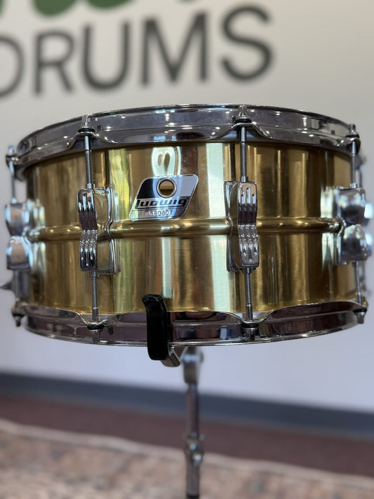 Ludwig LM304 Brass 14x6.5" Snare - Black & White Badge