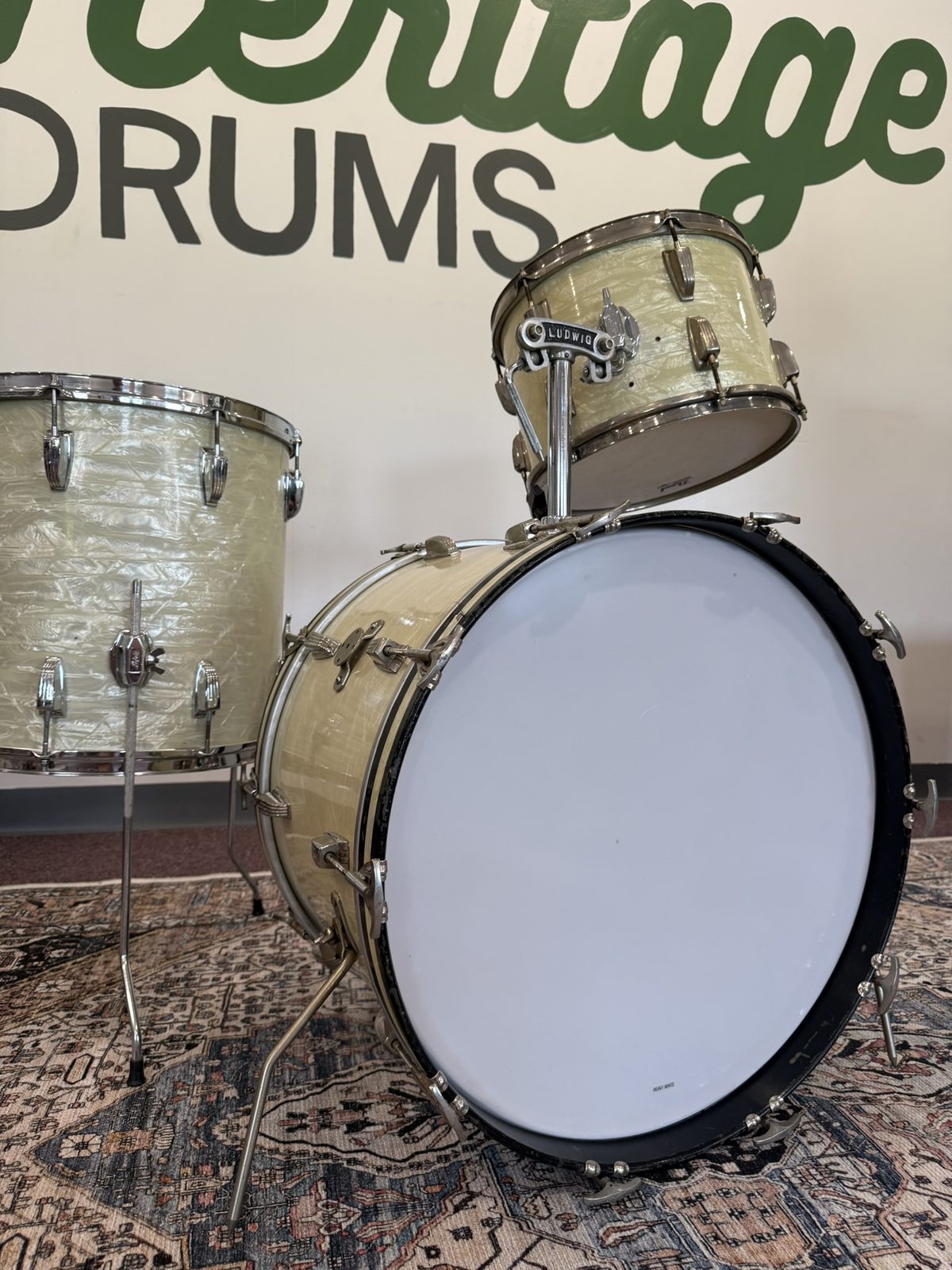 WFL/Ludwig Vintage 3-piece Drum Kit - White Marine Pearl (22/13/16)