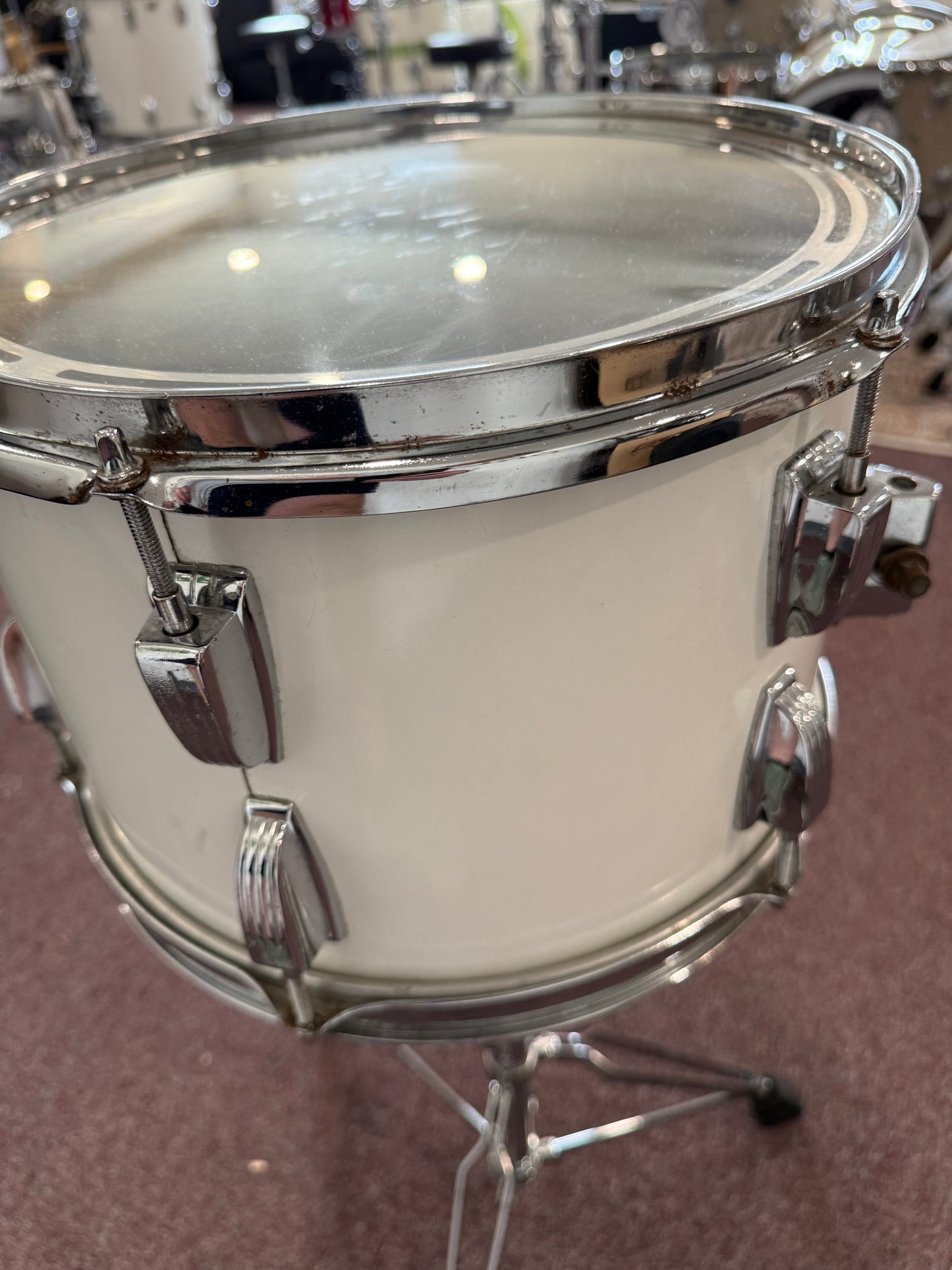 Ludwig 13x9" Rack Tom - Pointy Blue Olive Badge - White - Dampener